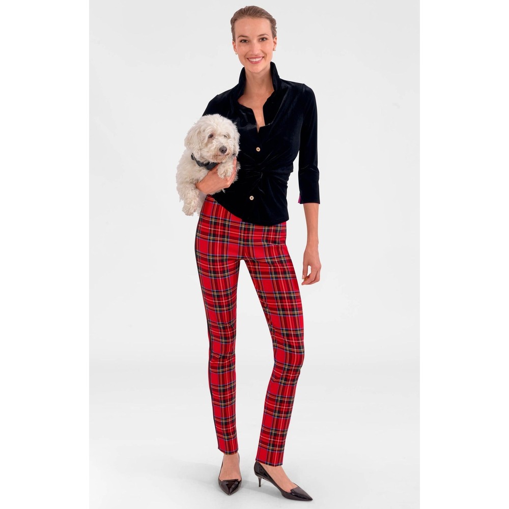 Gretchen Scott NWOT XS Gripeless Red Plaid Tartan Pull On Pants in‎ Duke Of York